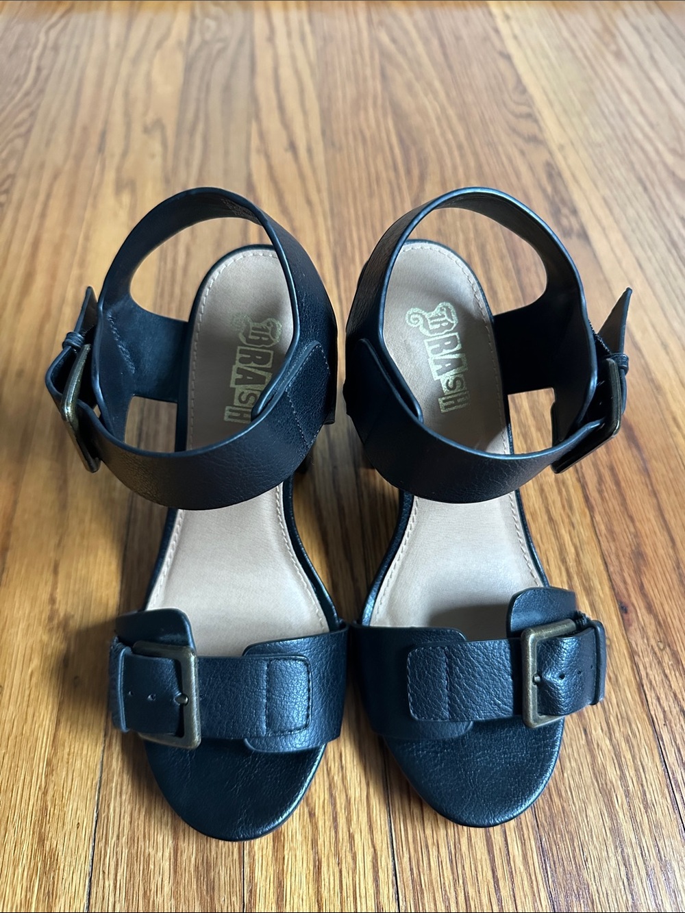 Brash Black Ankle-Strap Buckle, 4 inches Heels